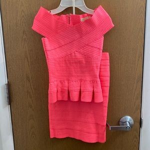 Two piece skirt set,  hot pink, off the shoulders